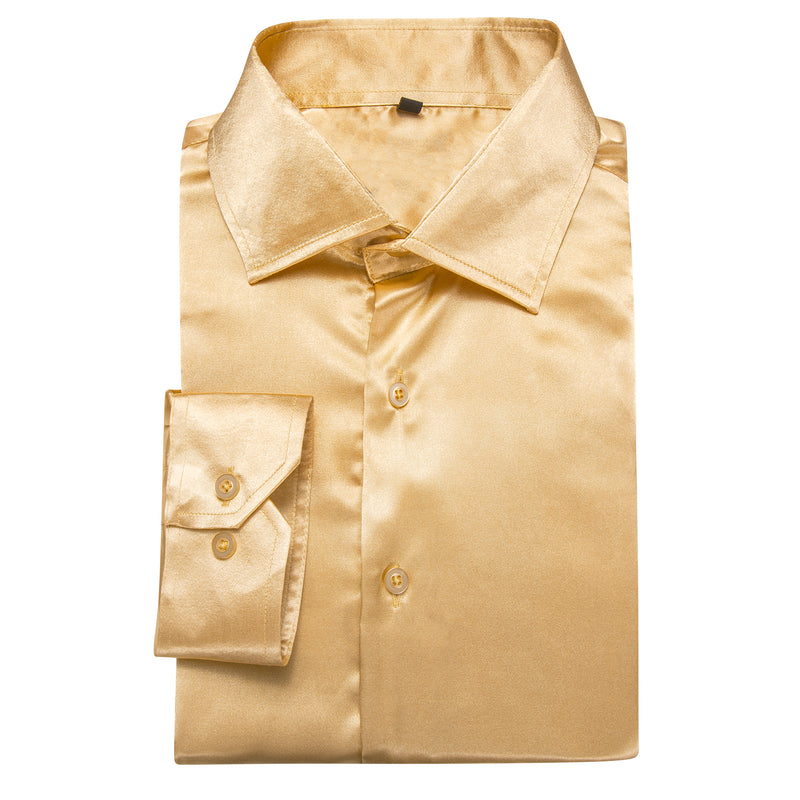 Champagne Yellow Solid Silk Dress Shirt shirt    - Sophisticated Gentlemen