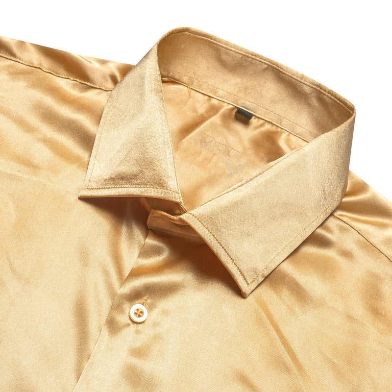 Champagne Yellow Solid Silk Dress Shirt shirt    - Sophisticated Gentlemen