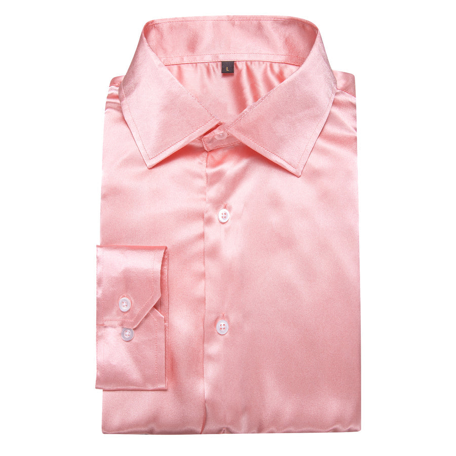 Baby Pink Solid Silk Dress Shirt shirt    - Sophisticated Gentlemen