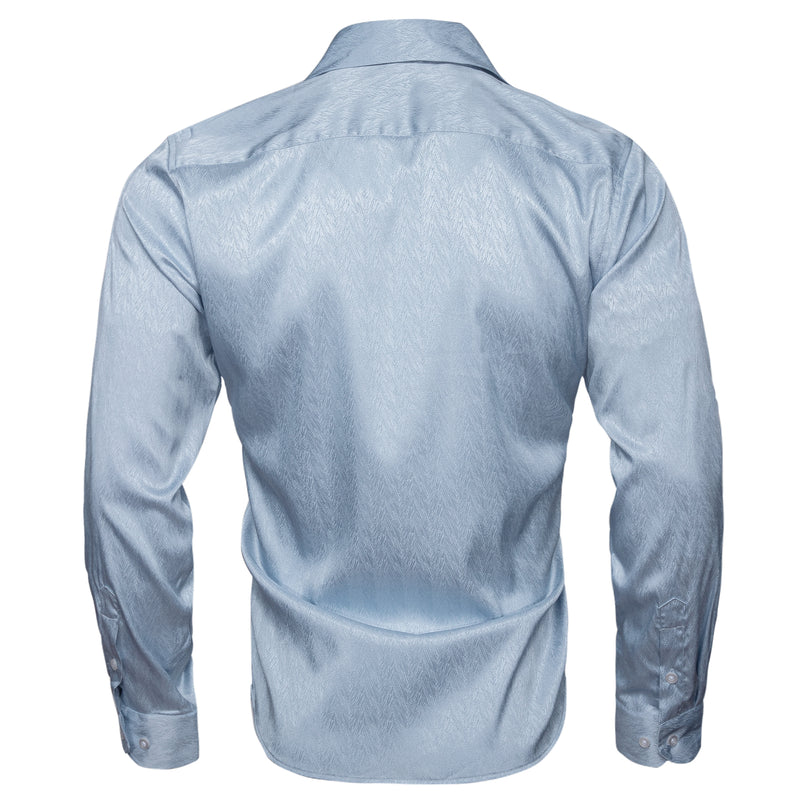Sky Blue Solid Woven Silk Dress Shirt shirt    - Sophisticated Gentlemen