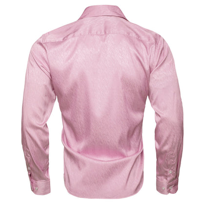 Pink Solid Woven Silk Dress Shirt shirt    - Sophisticated Gentlemen