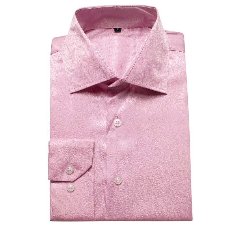 Pink Solid Woven Silk Dress Shirt shirt    - Sophisticated Gentlemen