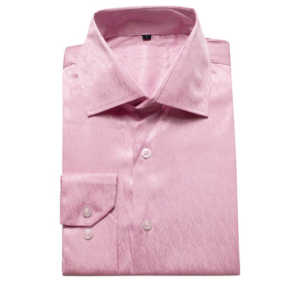 Pink Solid Woven Silk Dress Shirt shirt    - Sophisticated Gentlemen