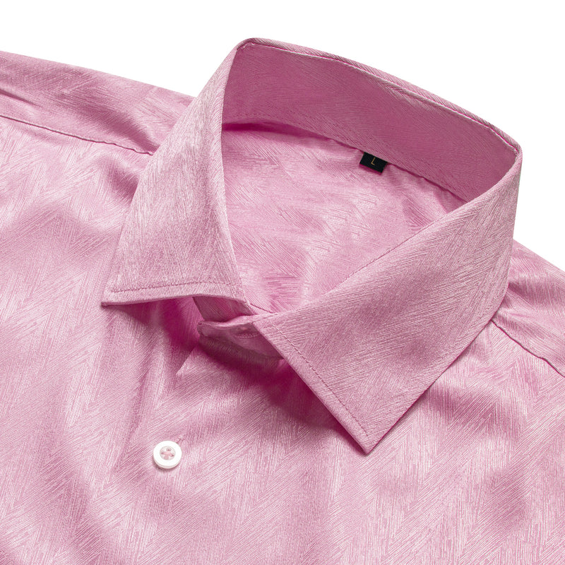 Pink Solid Woven Silk Dress Shirt shirt    - Sophisticated Gentlemen