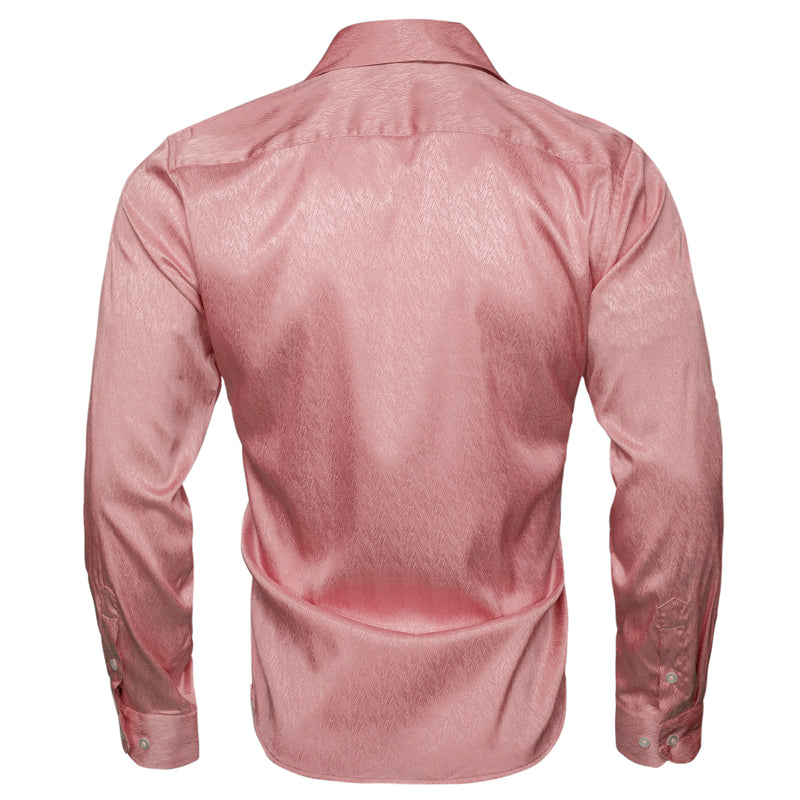Watermelon Pink Solid Woven Silk Dress Shirt shirt    - Sophisticated Gentlemen
