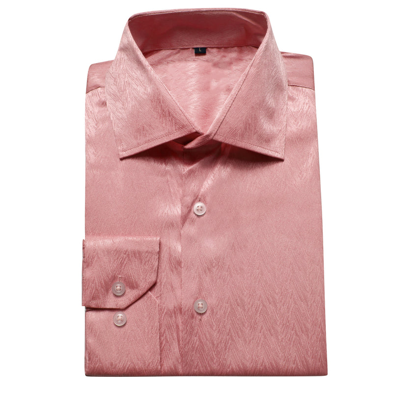 Watermelon Pink Solid Woven Silk Dress Shirt shirt    - Sophisticated Gentlemen