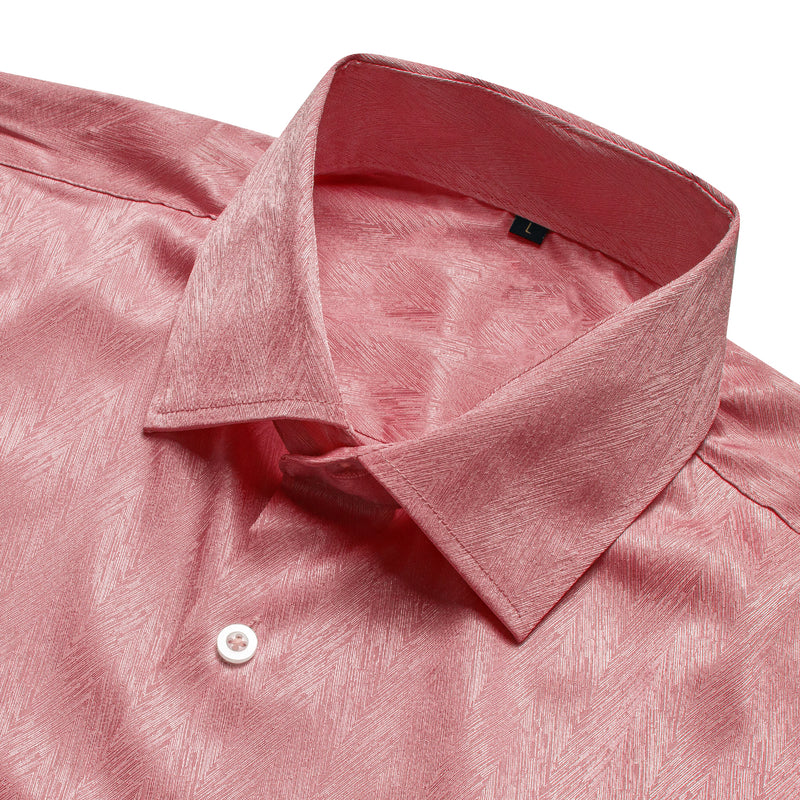 Watermelon Pink Solid Woven Silk Dress Shirt shirt    - Sophisticated Gentlemen