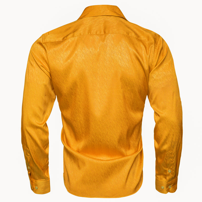 Golden Solid Woven Silk Dress Shirt shirt    - Sophisticated Gentlemen