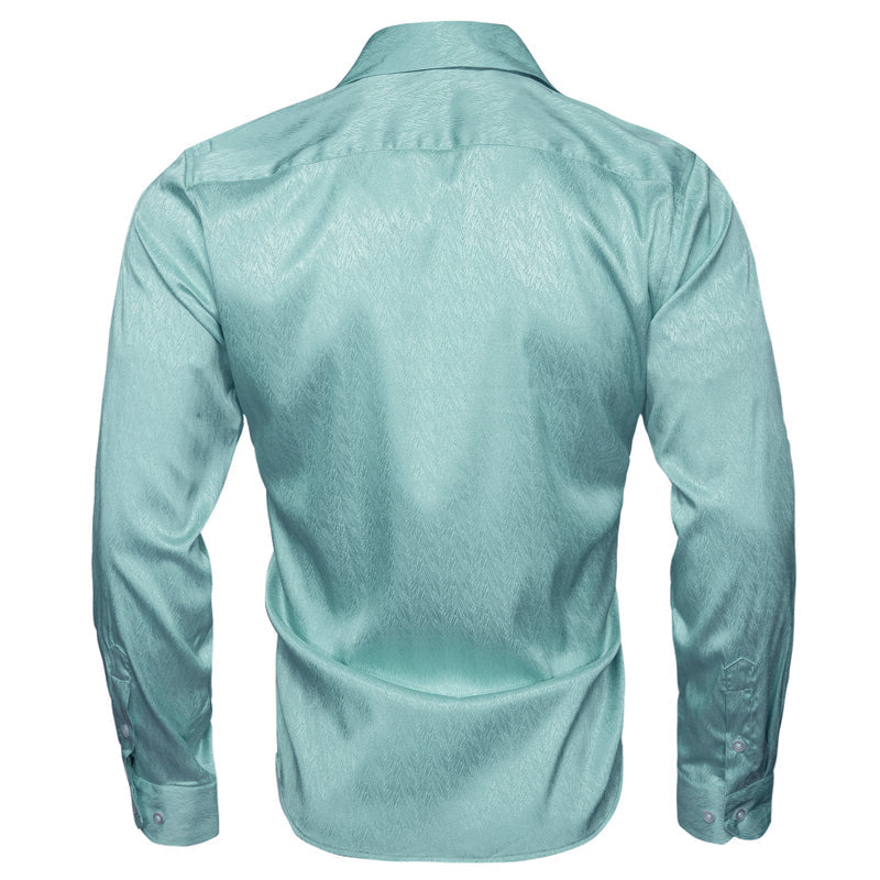 Green Blue Solid Woven Dress Shirt shirt    - Sophisticated Gentlemen