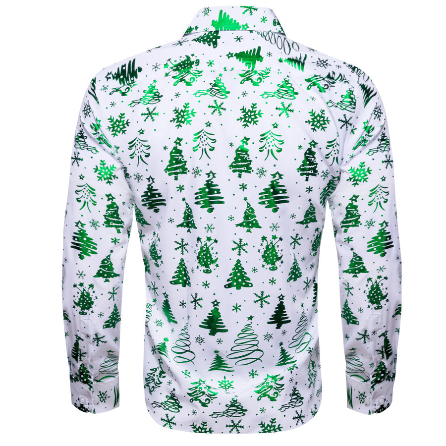 White Green Christmas Pattern Dress Shirt shirt    - Sophisticated Gentlemen