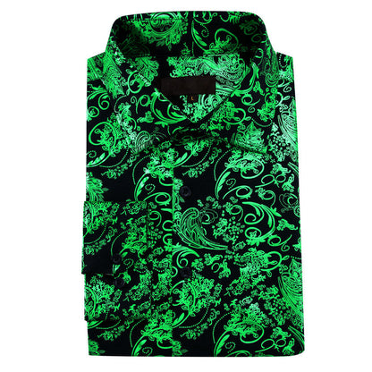 Emerald Green Floral Paisley Silk Dress Shirt shirt    - Sophisticated Gentlemen