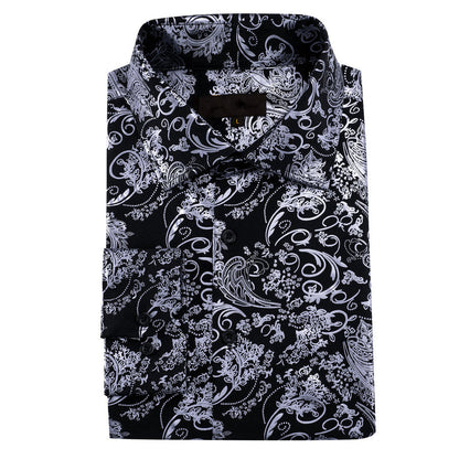 Gray Black Floral Paisley Silk Dress Shirt shirt    - Sophisticated Gentlemen