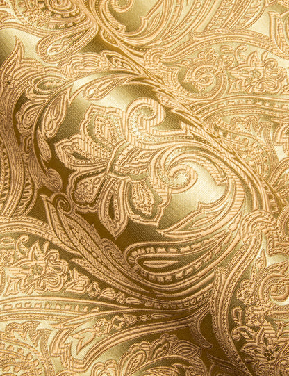 Yellow Paisley Flower Pattern Silk Dress Shirt shirt    - Sophisticated Gentlemen