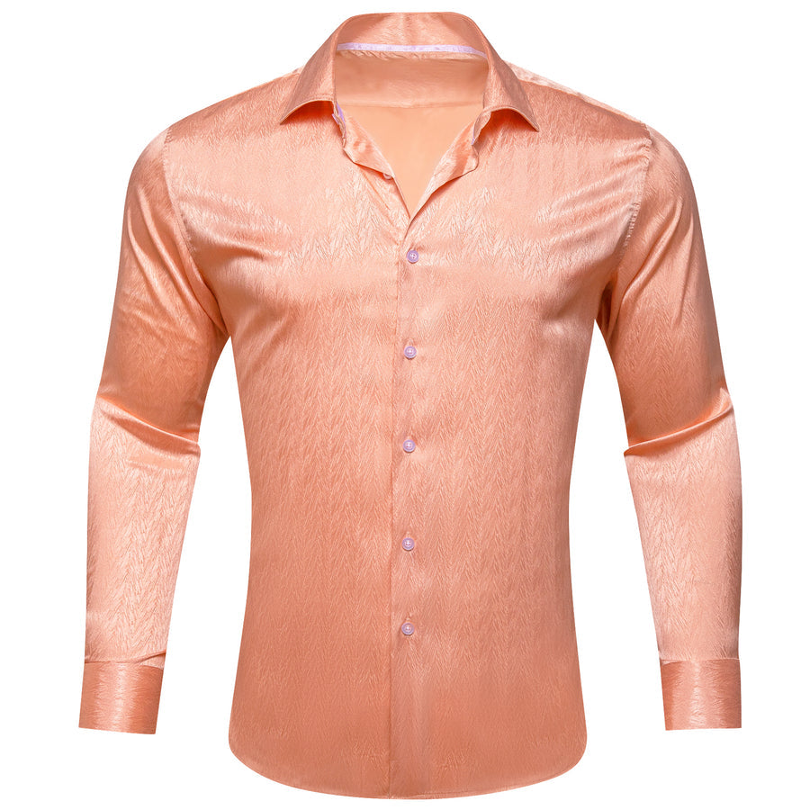 Pale Orange Novelty Silk Dress Shirt shirt S   - Sophisticated Gentlemen