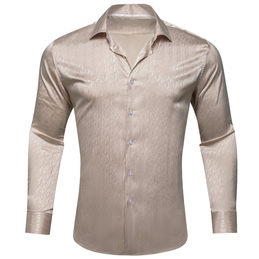 Champagne Novelty Silk Dress Shirt shirt S   - Sophisticated Gentlemen