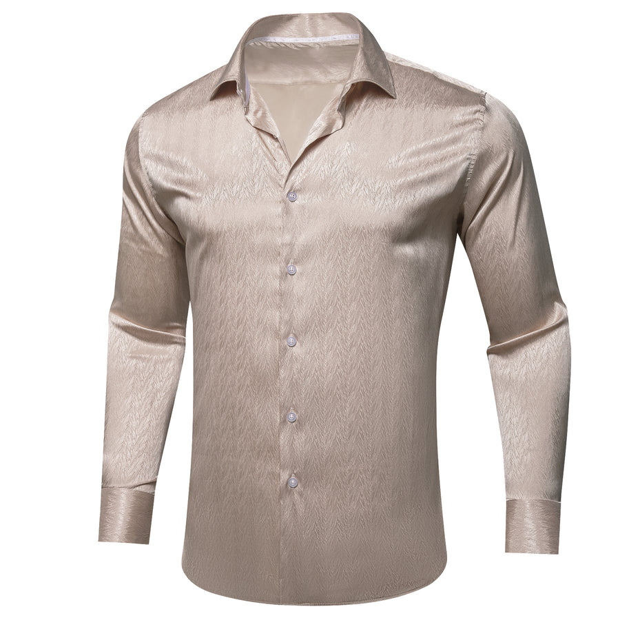 Champagne Novelty Silk Dress Shirt shirt    - Sophisticated Gentlemen