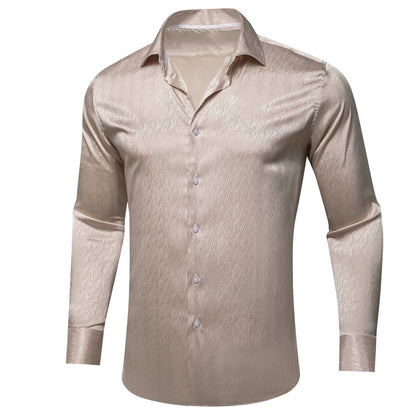 Champagne Novelty Silk Dress Shirt shirt    - Sophisticated Gentlemen