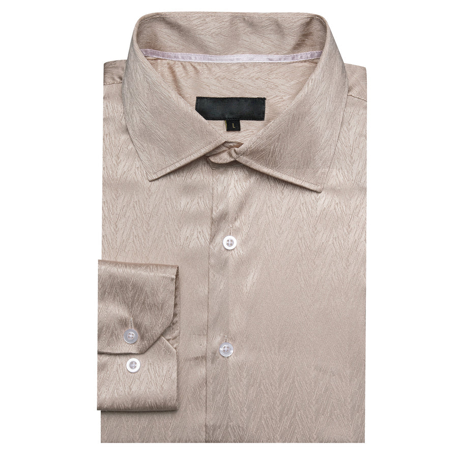 Champagne Novelty Silk Dress Shirt shirt    - Sophisticated Gentlemen