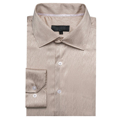 Champagne Novelty Silk Dress Shirt shirt    - Sophisticated Gentlemen