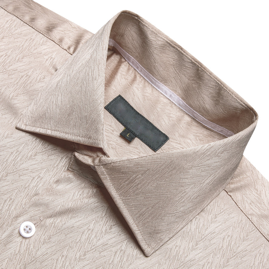 Champagne Novelty Silk Dress Shirt shirt    - Sophisticated Gentlemen