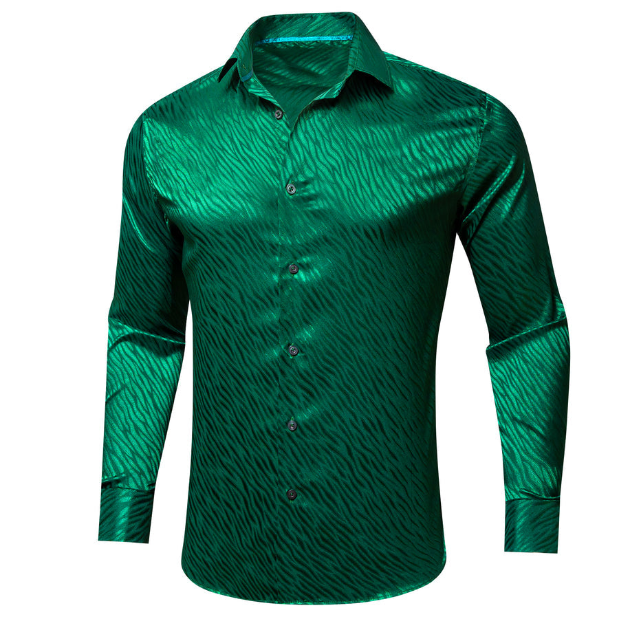 Emerald Green Novelty Silk Dress Shirt shirt    - Sophisticated Gentlemen