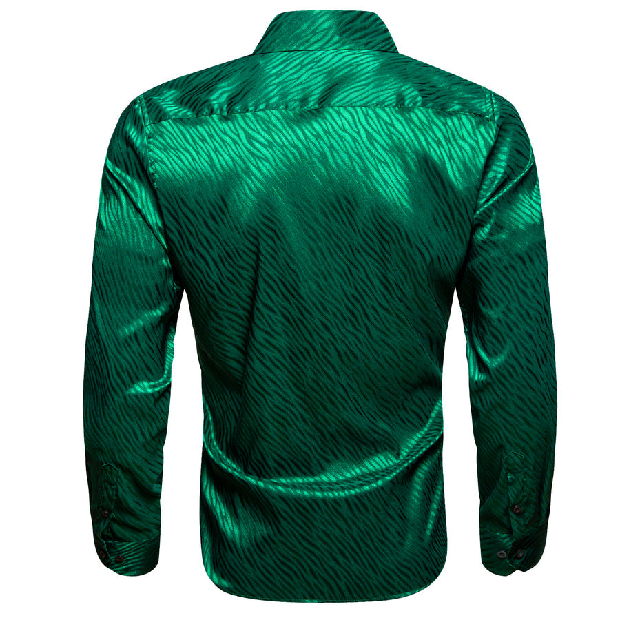 Emerald Green Novelty Silk Dress Shirt shirt    - Sophisticated Gentlemen