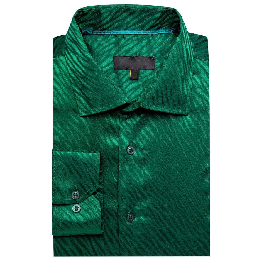 Emerald Green Novelty Silk Dress Shirt shirt    - Sophisticated Gentlemen