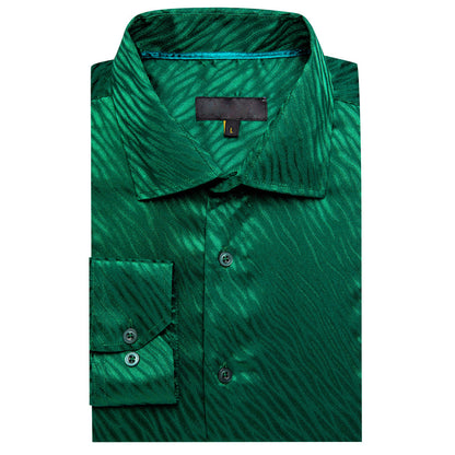 Emerald Green Novelty Silk Dress Shirt shirt    - Sophisticated Gentlemen