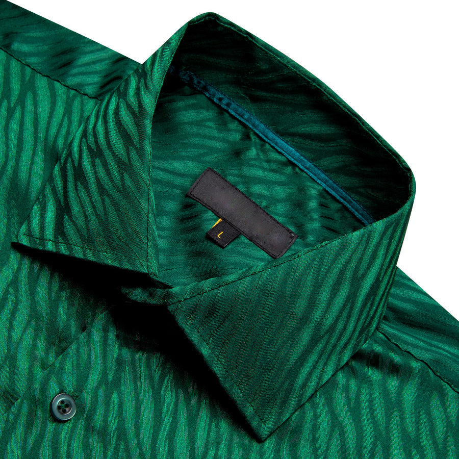 Emerald Green Novelty Silk Dress Shirt shirt    - Sophisticated Gentlemen