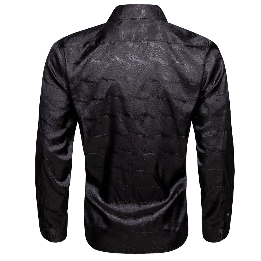 Black Novelty Silk Dress Shirt shirt    - Sophisticated Gentlemen