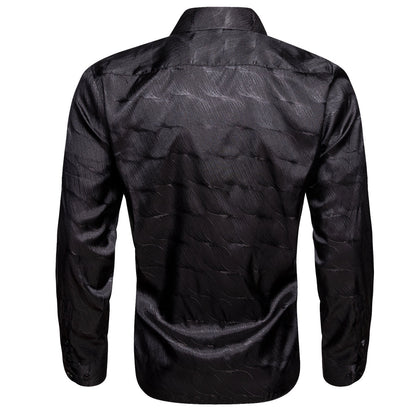 Black Novelty Silk Dress Shirt shirt    - Sophisticated Gentlemen