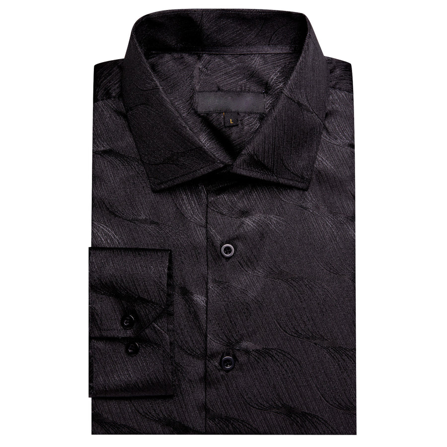 Black Novelty Silk Dress Shirt shirt    - Sophisticated Gentlemen