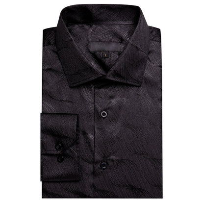 Black Novelty Silk Dress Shirt shirt    - Sophisticated Gentlemen