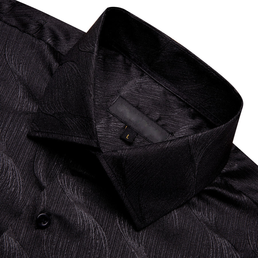 Black Novelty Silk Dress Shirt shirt    - Sophisticated Gentlemen