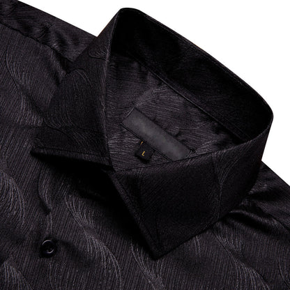 Black Novelty Silk Dress Shirt shirt    - Sophisticated Gentlemen
