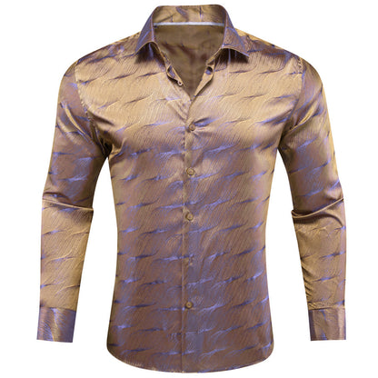 Champagne Purple Novelty Gradient Color Silk Dress Shirt shirt S   - Sophisticated Gentlemen