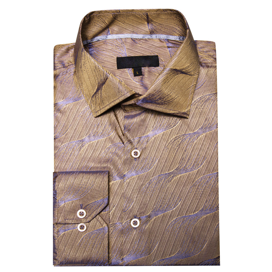 Champagne Purple Novelty Gradient Color Silk Dress Shirt shirt    - Sophisticated Gentlemen