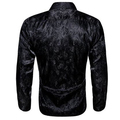 Black Floral Silk Dress Shirt shirt    - Sophisticated Gentlemen