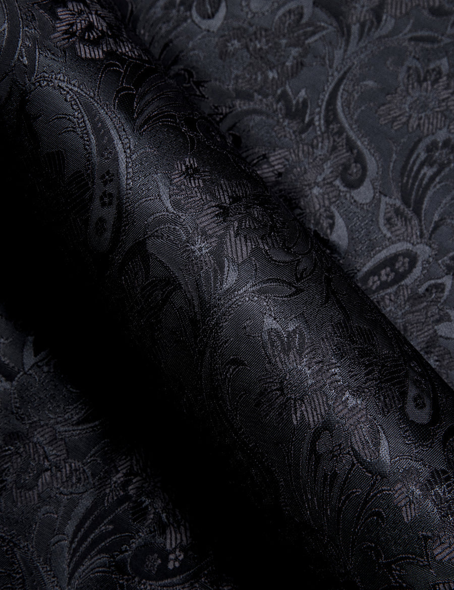 Black Floral Silk Dress Shirt shirt    - Sophisticated Gentlemen