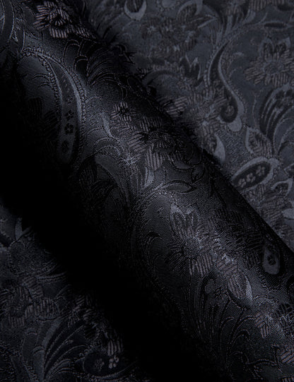 Black Floral Silk Dress Shirt shirt    - Sophisticated Gentlemen