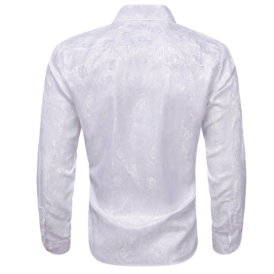 White Floral Silk Dress Shirt shirt    - Sophisticated Gentlemen