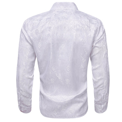 White Floral Silk Dress Shirt shirt    - Sophisticated Gentlemen