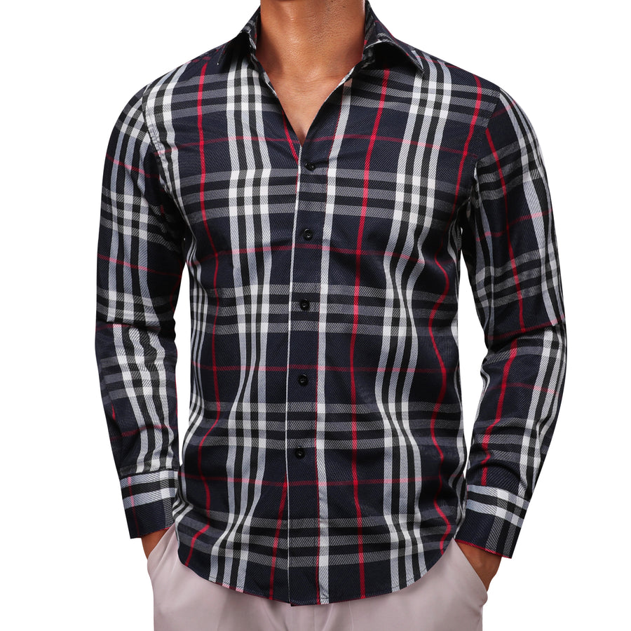 Black White Plaid Dress Shirt shirt    - Sophisticated Gentlemen