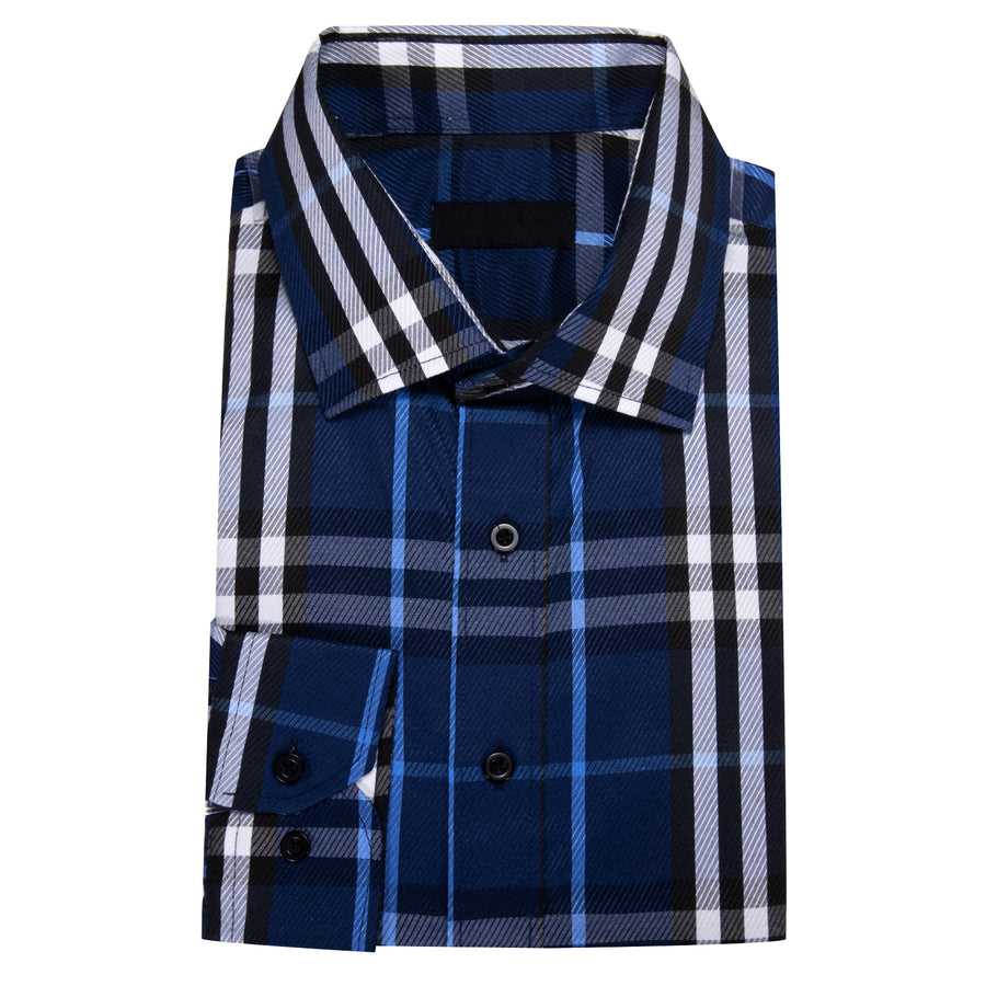Blue Gray Plaid Dress Shirt shirt    - Sophisticated Gentlemen