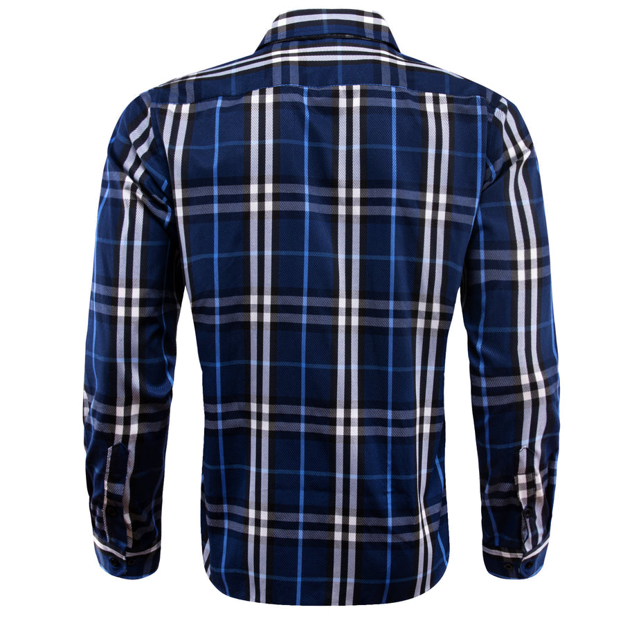 Blue Gray Plaid Dress Shirt shirt    - Sophisticated Gentlemen