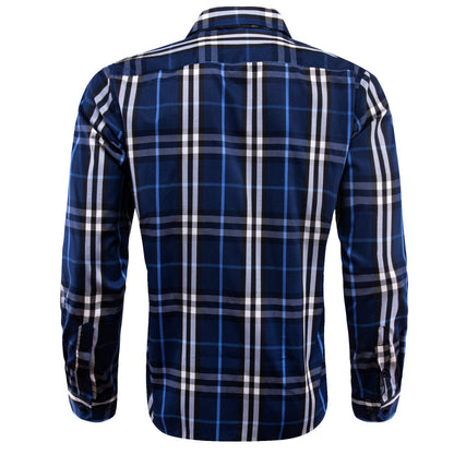 Blue Gray Plaid Dress Shirt shirt    - Sophisticated Gentlemen