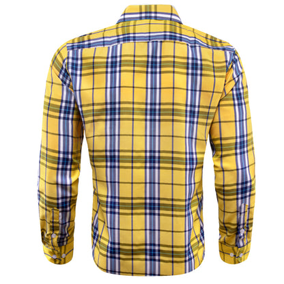 Yellow Blue Plaid Dress Shirt shirt    - Sophisticated Gentlemen