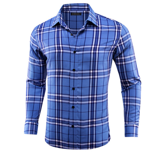 Ocean Blue Plaid Dress Shirt shirt S   - Sophisticated Gentlemen