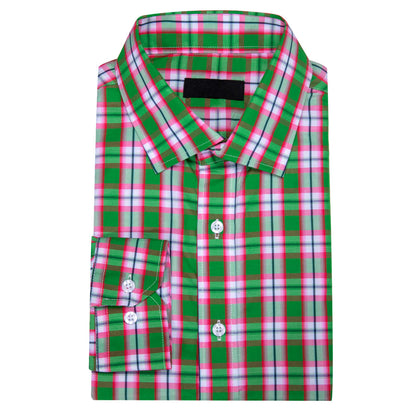 Green Pink Plaid Dress Shirt shirt    - Sophisticated Gentlemen