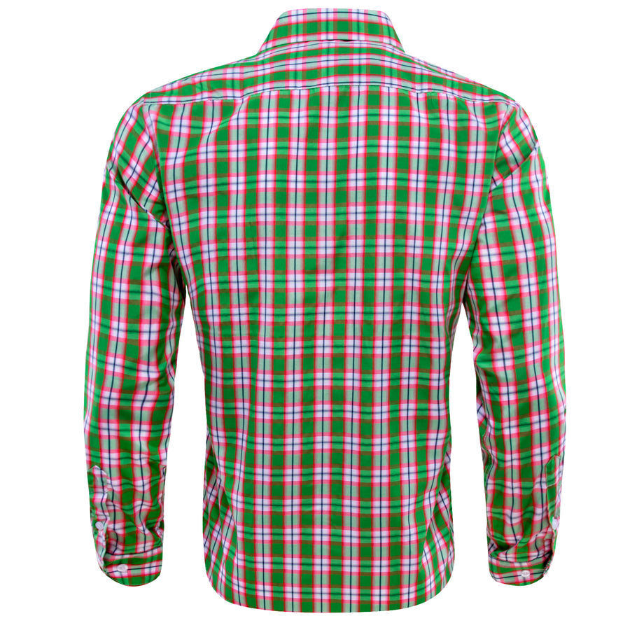 Green Pink Plaid Dress Shirt shirt    - Sophisticated Gentlemen